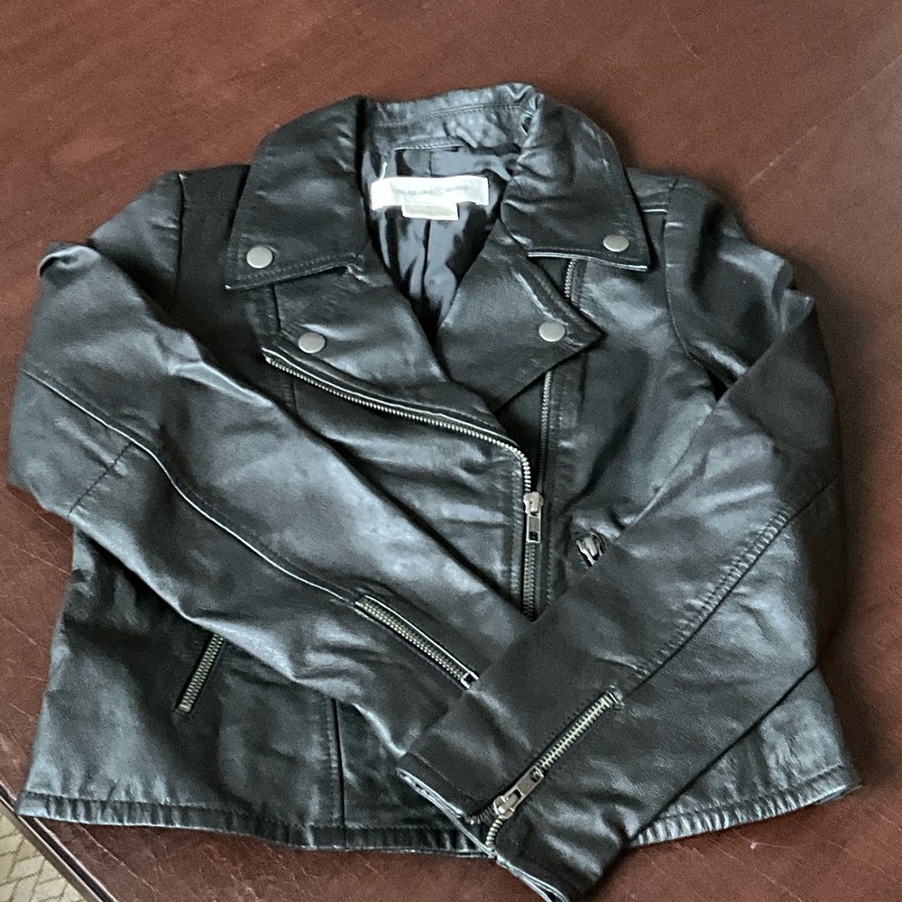 Treasure & Bond Girls Leather Black Jacket